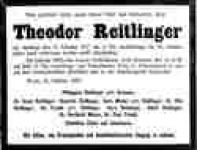 Todesanzeige für Theodor Reitlinger